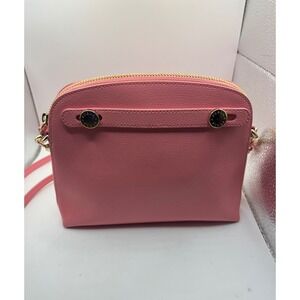 Furla Pink‎ Leather Dome Crossbody Bag Gold Tone Hardware Adjustable Strap